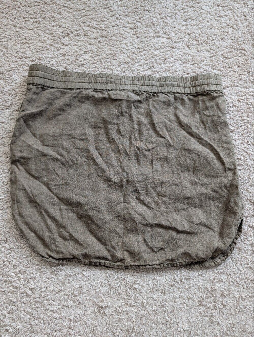 Caslon Womens Olive Green Linen Drawstring Boho Festival Mini Skirt Size Medium - Picture 2 of 9